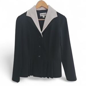 Danny & Nicole Black White Contrast Retro Blazer Sz 8 Classic Career Jacket